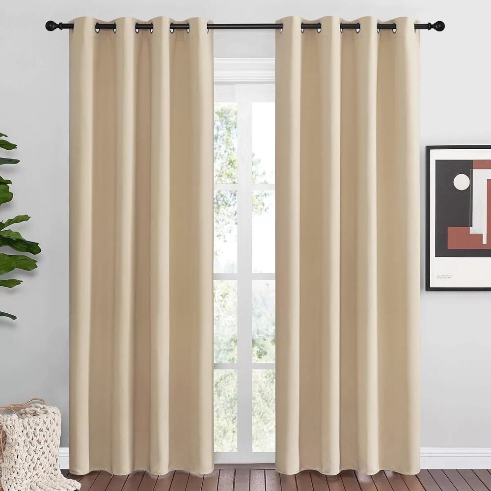 NICETOWN Blackout Curtains 52 x 84 Beige Cream Thermal Insulated Grommet NIP New
